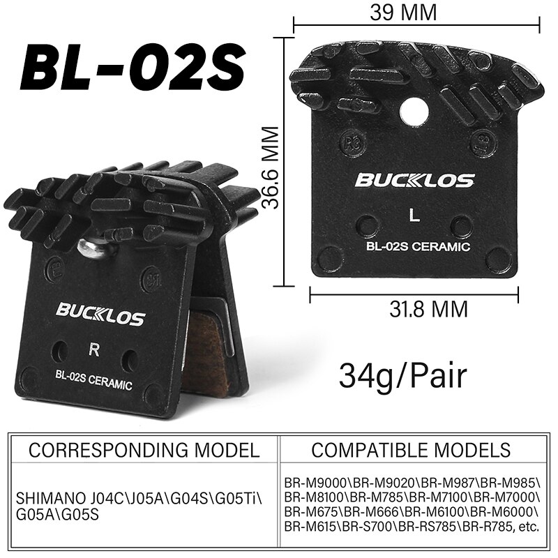 BUCKLOS pastillas de freno de cerámica para bicicleta, pastillas de disco de freno hidráulico para bicicleta de montaña y carretera, accesorios de freno Shimano: YELLOW