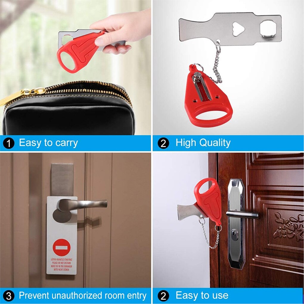 Safety Lock Portable Stainless Steel Intrusion Prevention Buckle Anti Theft Home Hotel Travel Security Supplies