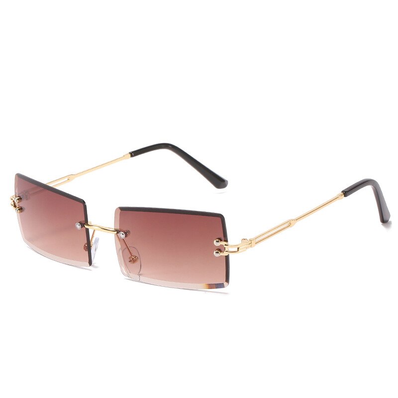 Retangle Randloze Zonnebril Vrouwen Mannen Shades Zonnebril Kleine Retro Gradiënt Bril Frameloze UV400 Eyewear Fietsen Apparatuur: 4