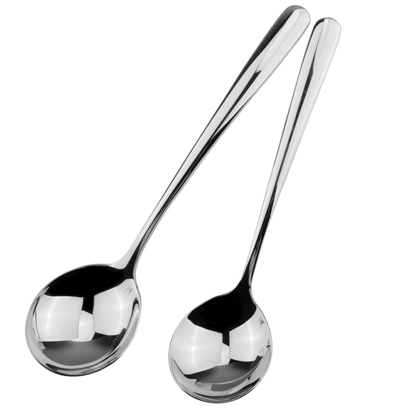 Chinese Style Stainless Steel Round Shape Spoon With Long Handle For Tea Coffee Soup Milk Polishing Cutlery Dinnerware Set