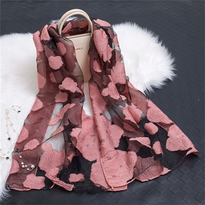 die Seide schal frauen sommer brise leichte schier schals und wickelt bandana Strand Organza Blick spitze hohl schals fo damen: 31