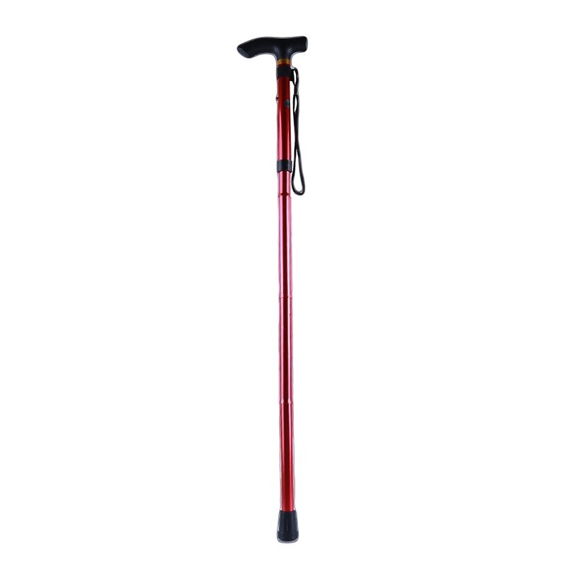 Walking Stick Hiking Trekking Poles Trail Ultralight 4 Section Adjustable Canes Aluminum Alloy Folding Walking Stick: B red