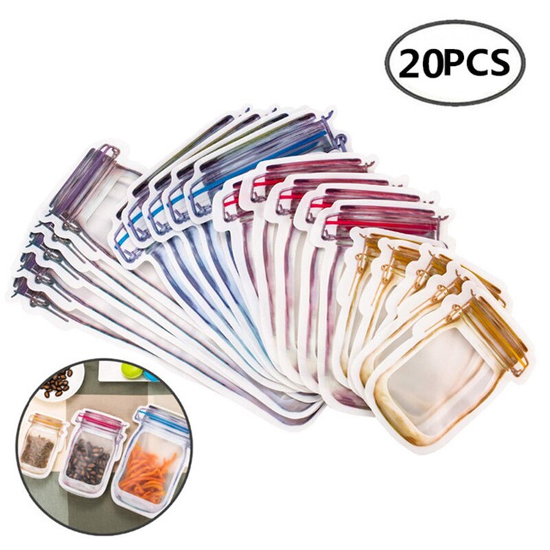 Eco Friendly Portable Mason Jar Bag Plastic Kitchen Organizer And Storage Container Box Bolsa De Plastico Rangement Ziplock Bags