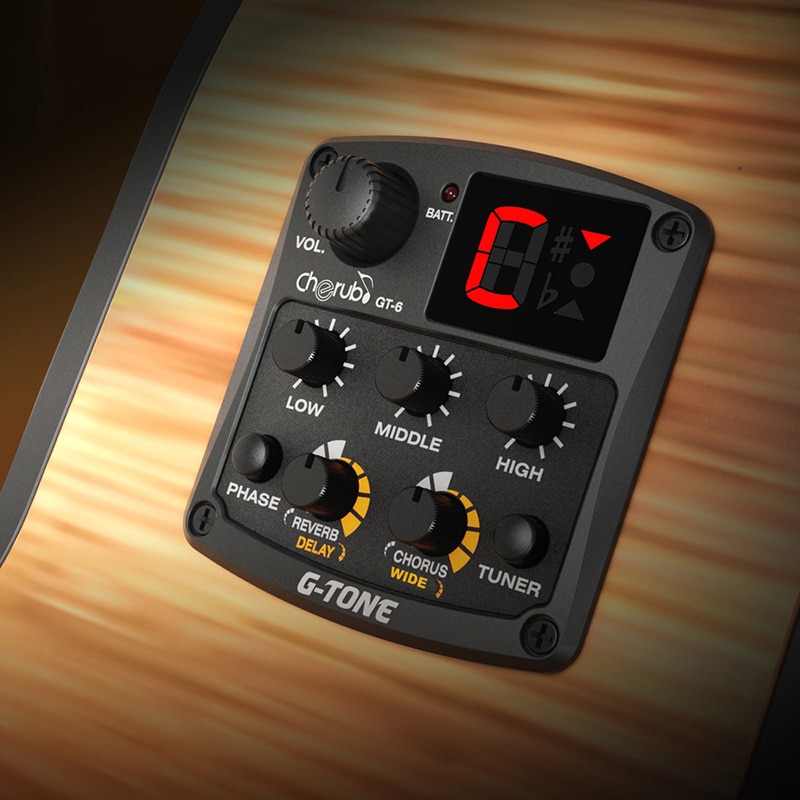 Cherub GT-6 Akustische Gitarre Preamp Piezo Pickup Reverb Verzögerung Chorus 3 Band EQ Equalizer LCD Tuner Breite Wirkung Musical Instrument