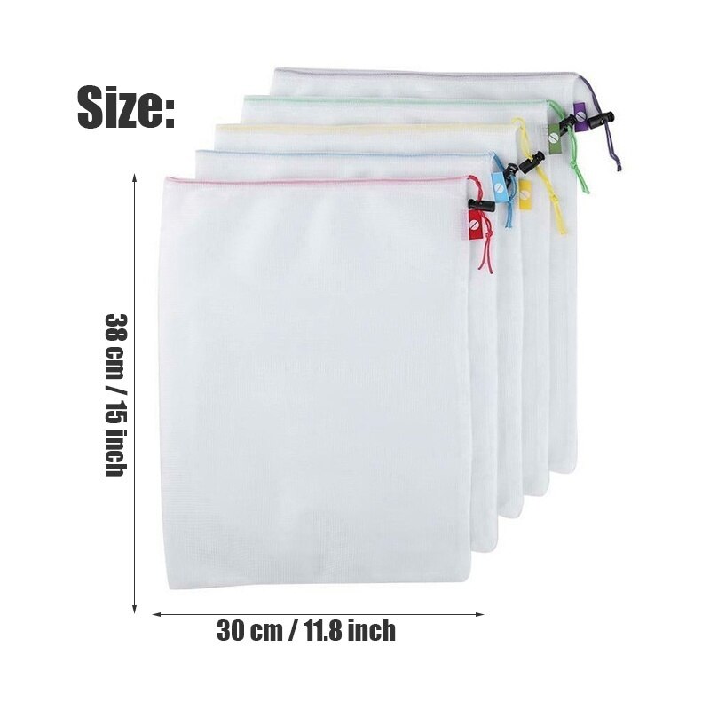 5 pezzi colorati riutilizzabili frutta verdura sacchetti sacchetto netto produrre sacchetti di maglia lavabili cucina cibo conservazione imballaggio sacchetto giocattoli varie