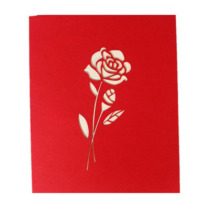 3D Pop-Up Cards Birthday Card Red Rose Shape Birthday Cake Greeting Card Postcards Card: B