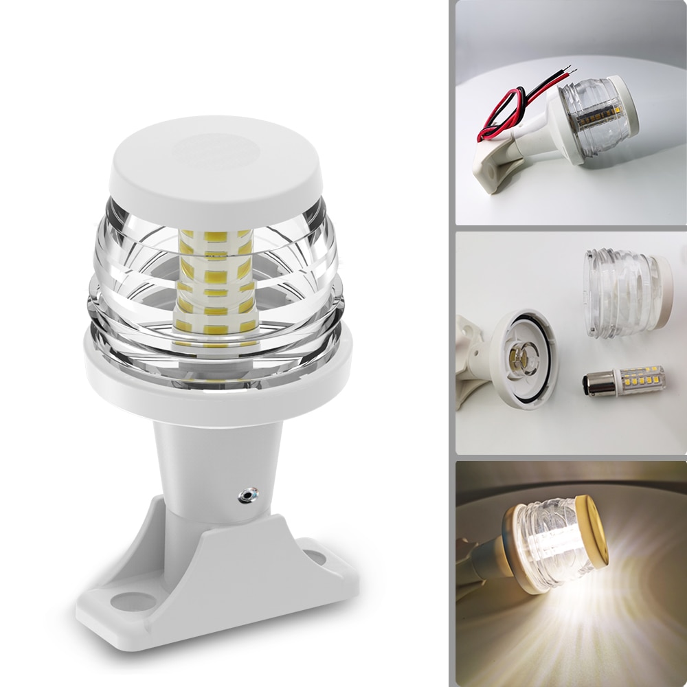 Boot Accessoires Marine Navigatie Licht Wit Allround Lamp Vast Monteren Basis Meerdere Stijlen Led Licht Wit/Zwart Behuizing