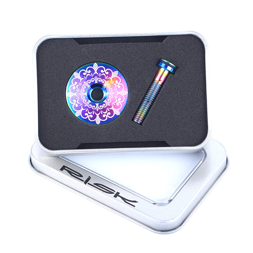 28.6Mm Mtb Fiets Stem Headset Top Cap Titanium Legering Ultralichte Stuurpen Top Cap Bmx Racefiets vork Stem Top Cap Kom Covers: Totem Oil Slick