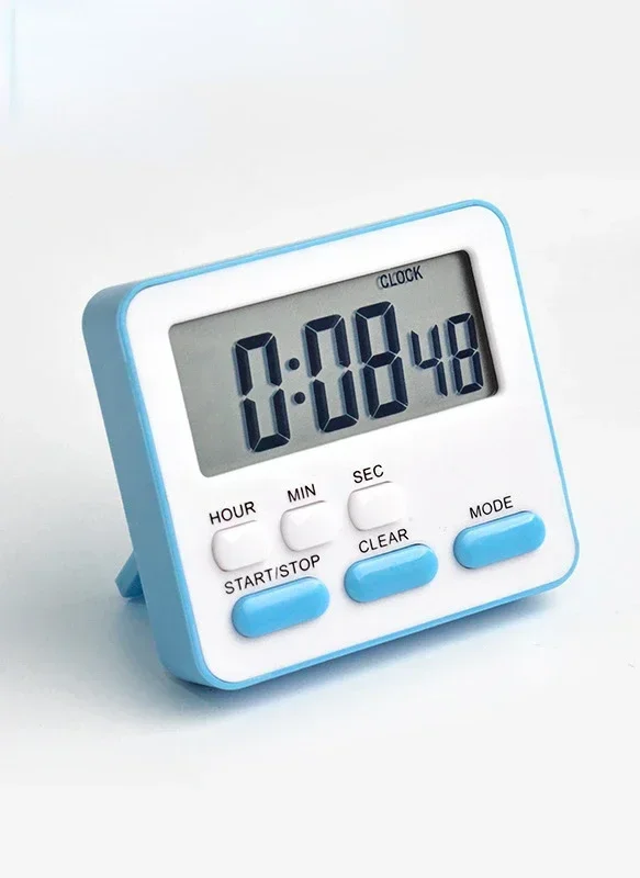 Affichage numérique alarme de cuisine écran LCD horloge minuterie de cuisine chronomètre de sommeil horloge jeu avec compte à rebours magnétique réveil: Bleu