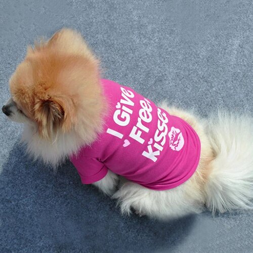 Summer Spring Pet Dog Vest Cotton T-Shirt Puppy Doggy Shirt I Give Free Kisses Print Doggie Cloth For Small Dogs Cats Pets