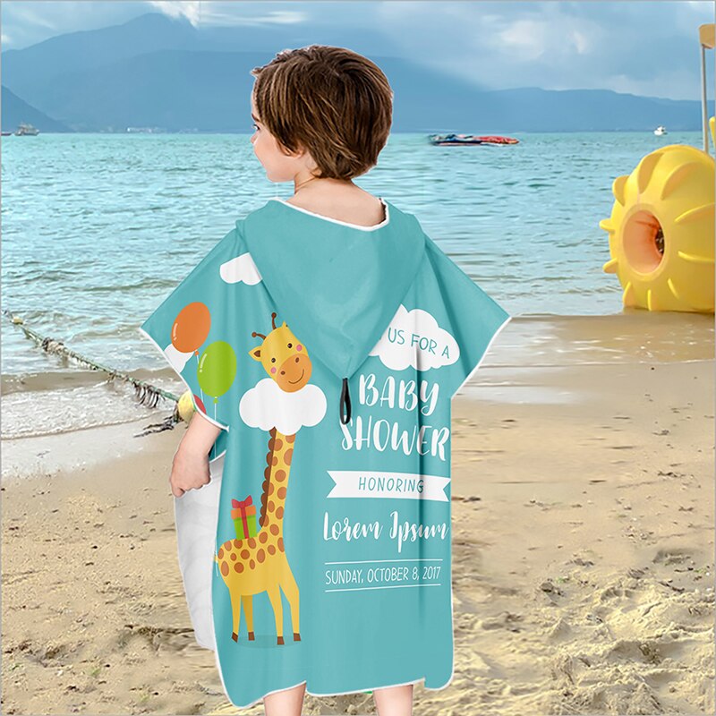 Kitten Kind Strand Veranderende Poncho Cartoon Meisjes Seaside Zonnebrandcrème Strand Gewaad Microfiber Snel Droog Hooded Handdoek Dieren Gedrukt