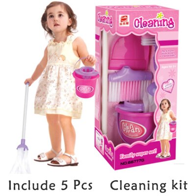 1 stk / sæt foregiver legetøjsrengørings legetøj legetøj børn husholdning rengøring vaskemaskine mini oprydning legetøj  d33: Inkluderer 5 stk