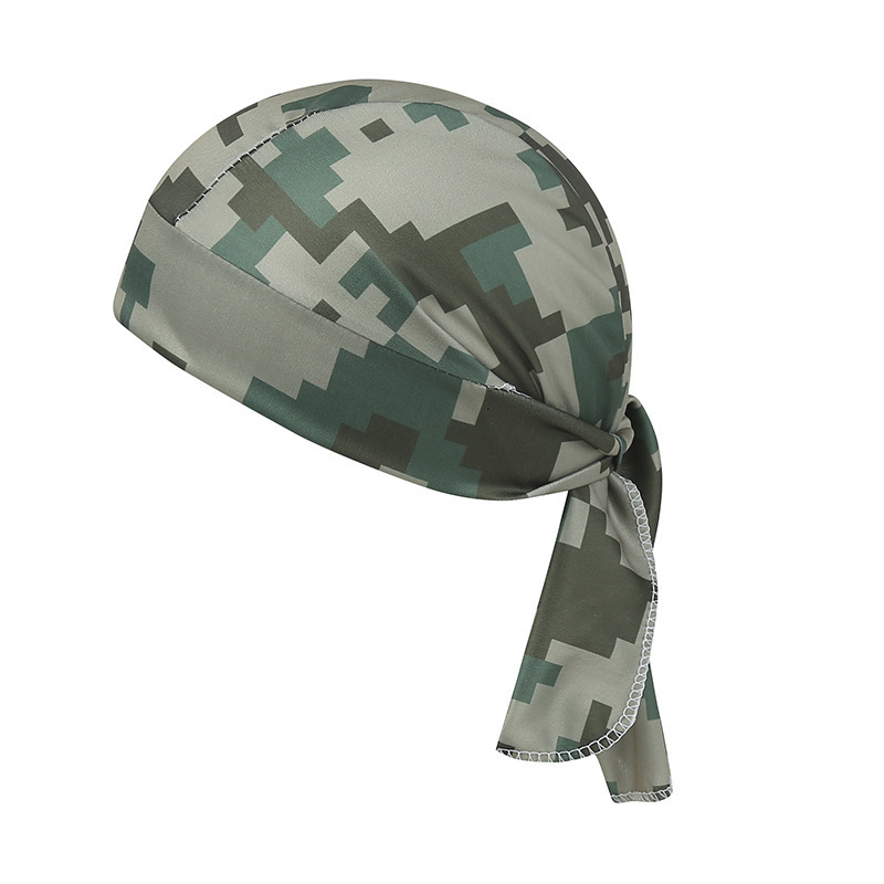 Camouflage Headband Bandana Handkerchief Head Man Pirate Hat Cycling Hood Sun Protection Sports Breathable Printed Headscarf: green