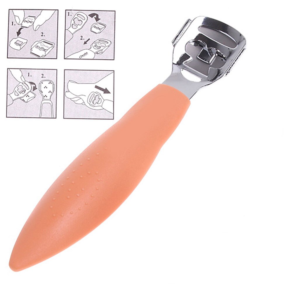2pcs Pedicure Stainless Steel Corn Plane Cutter With Foot File Calus Pedicure Peeling Callus Rubbing Pedicure Tool