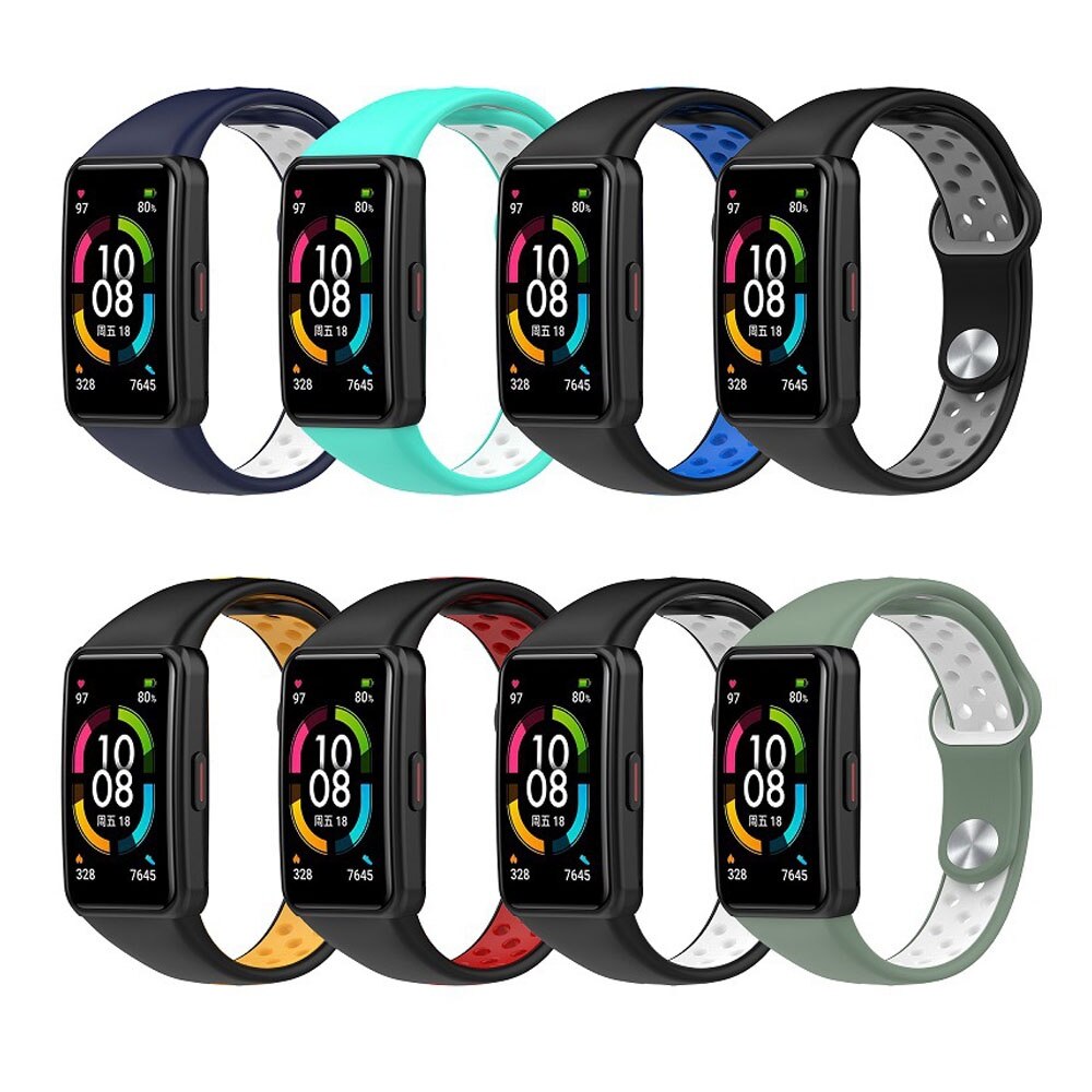 20 Farben Silikonarmband für Huawei Band 6/Honor Band 6 Atmungsaktives doppelfarbiges Ersatzarmband für Huawei Band 6 Armbinde