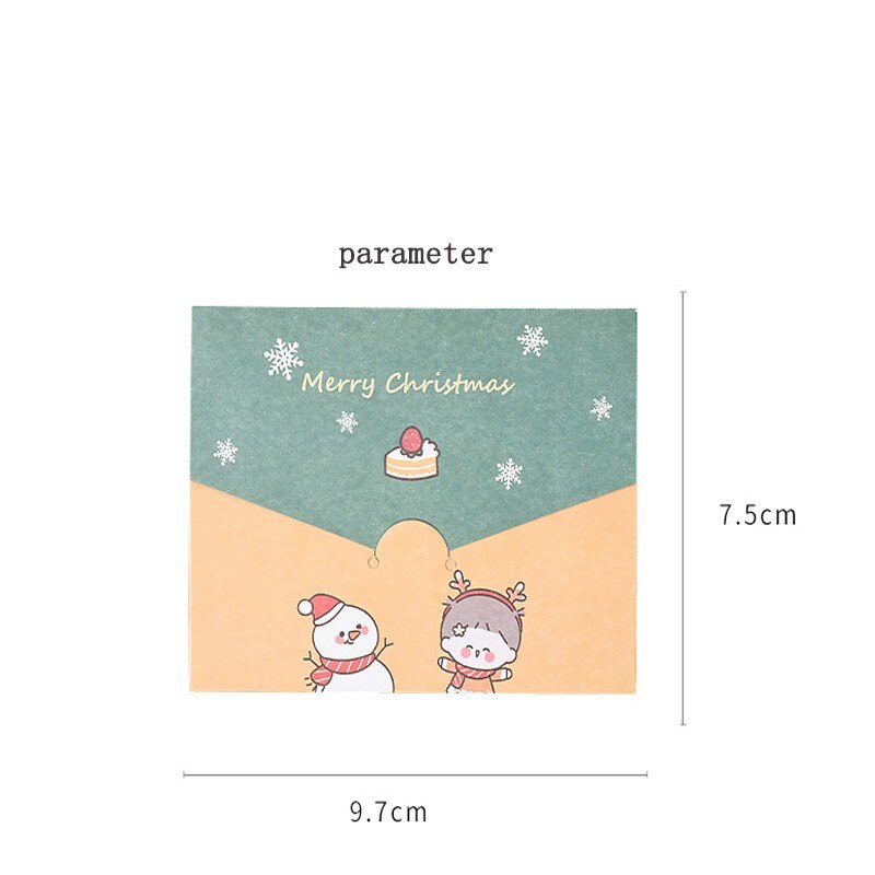 6pcs Christmas series greeting card blessing envelope diy folding message Santa Bunny Elk Gingerbread Man Girl Snowman