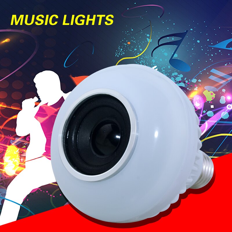 E27 Smart RGBW Draadloze Bluetooth Speaker Lamp Muziek Dimbare LED Lamp Licht AC100-240V 12 W RGB Lampen met 24 Sleutel Remote