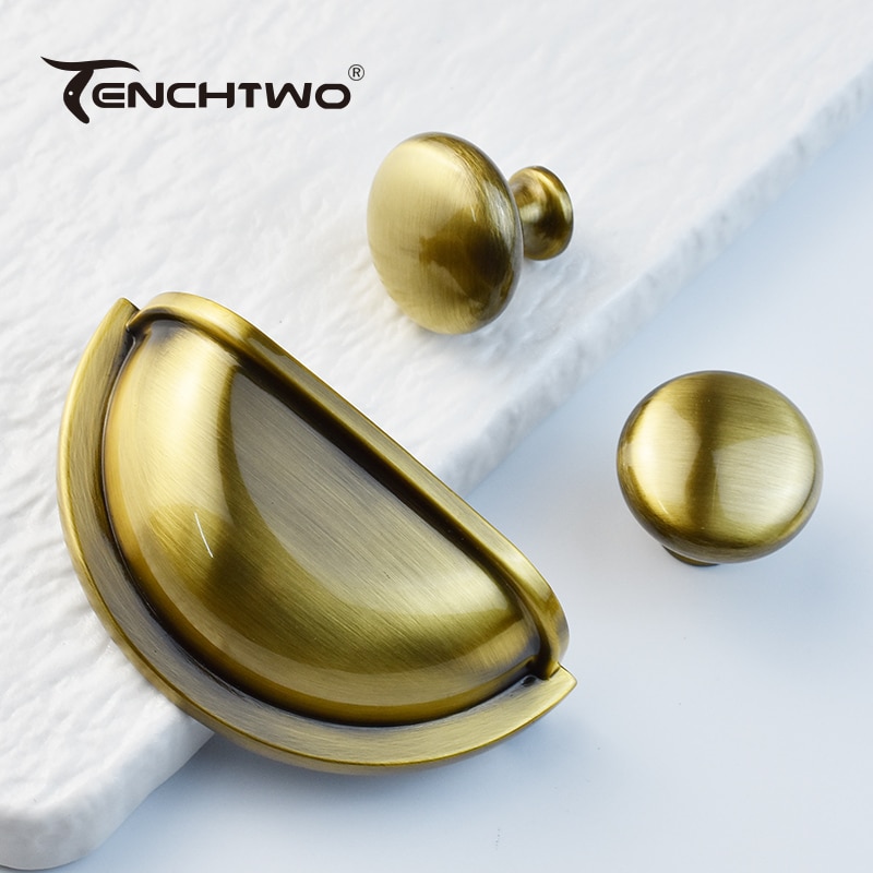 Gold/Bronze Shell Handle Ears Semicircular Shape Furniture Handles Wardrobe Cupboard Cabinet Knobs Kitchen Drawer Door Pulls