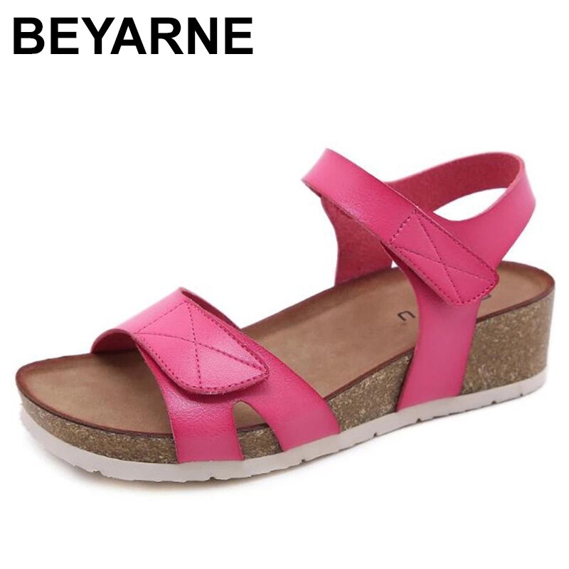 Beyarne Mode Vrouwen Sandalen Zomer Wiggen Kurk Sandalen Platform Hak Dames Pompen Slip Op Casual Vrouwen &#39;Sandalias Vrouwelijke Schoenen