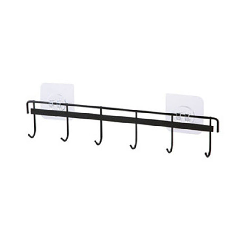 6 Hooks Wall Hanging Hook Self Adhesive Storage Hooks Kitchen Kitchenware Towel Hanger for Wall Door Bathroom Organizer: Silver