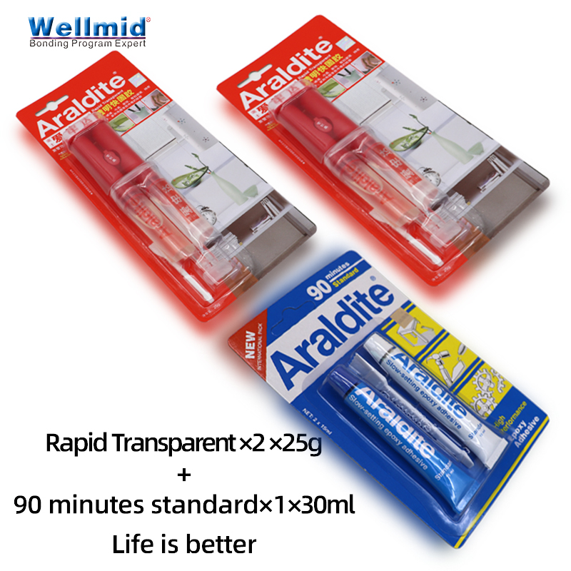 Araldite 5 Minutes Rapid Transparent AB Glue DIY Household Items Epoxy Adhesive Bonding Metal Plastic Ceramics Furniture Jewelry: 2SetOf25gAdd1Set30ml
