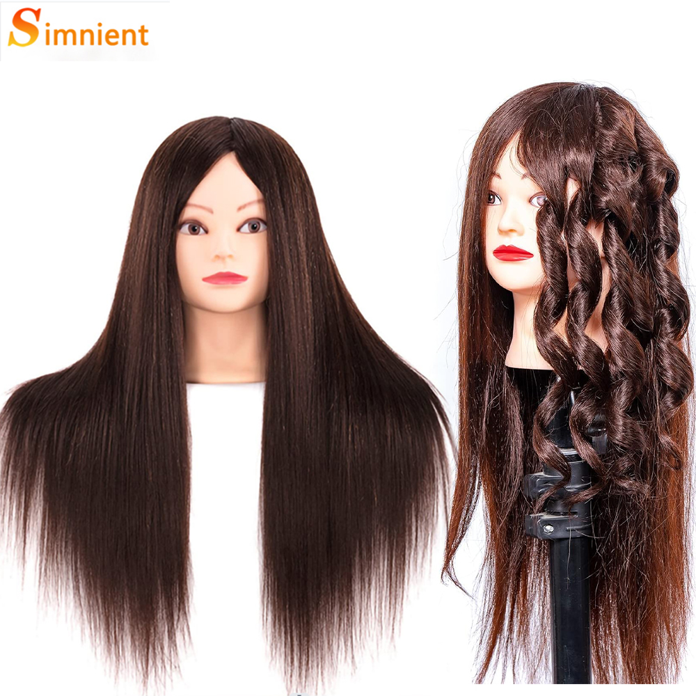 85%Real Hair Doll Head For Hairstyle Training Head Kit Mannequin Head Styling To Practice Curl Iron Straighten