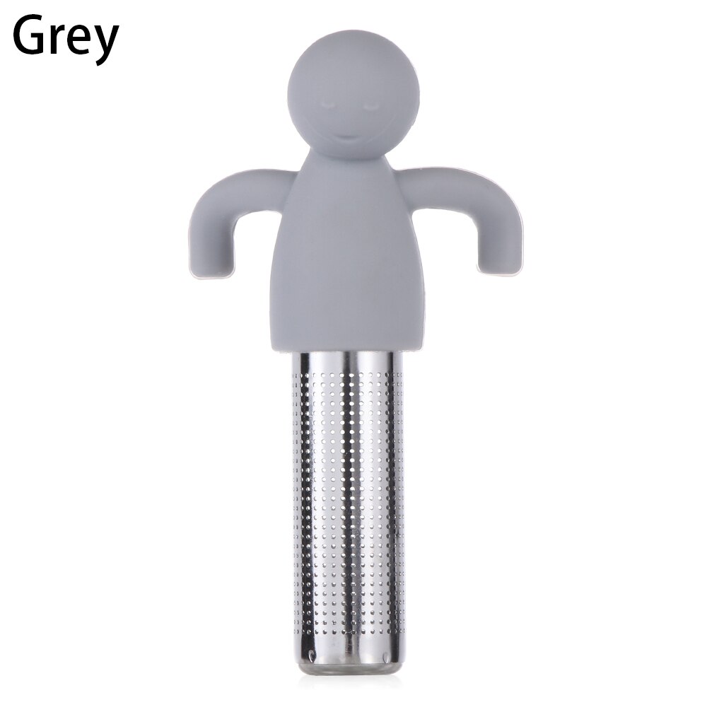 1Pc Siliconen Theezeefje Kleine Man Shaped Thee-ei Filter Brouwen Theepot Thee Infusers Losse Blad Koffie Filter Thee accesso: Grey