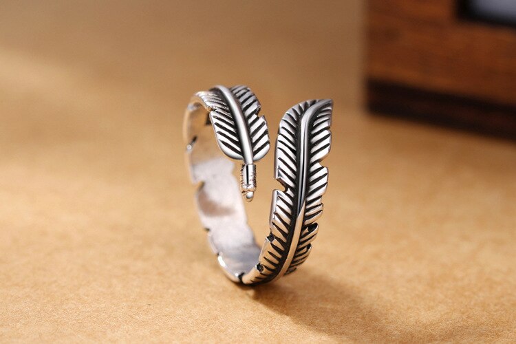 Luxe Creatieve Stijl Boho Veer Ringen Voor Vrouwen Verstelbare Ring Charm Sieraden