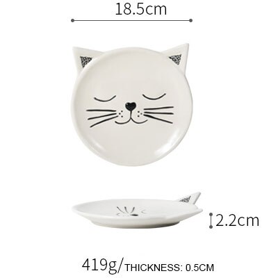 children dinner plates cute zoo cartoon eco-friendly handpainted 6 inch ceramic porcelain plate and dish owl fox cat child: D cat