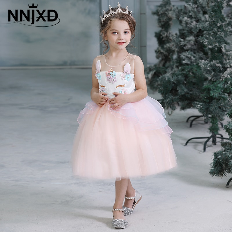 Flickor enhörning tutu klänning sommar barn prinsessa vestido flickor födelsedagsfest klänning barn sommar klänningar 3-8y barn kläder