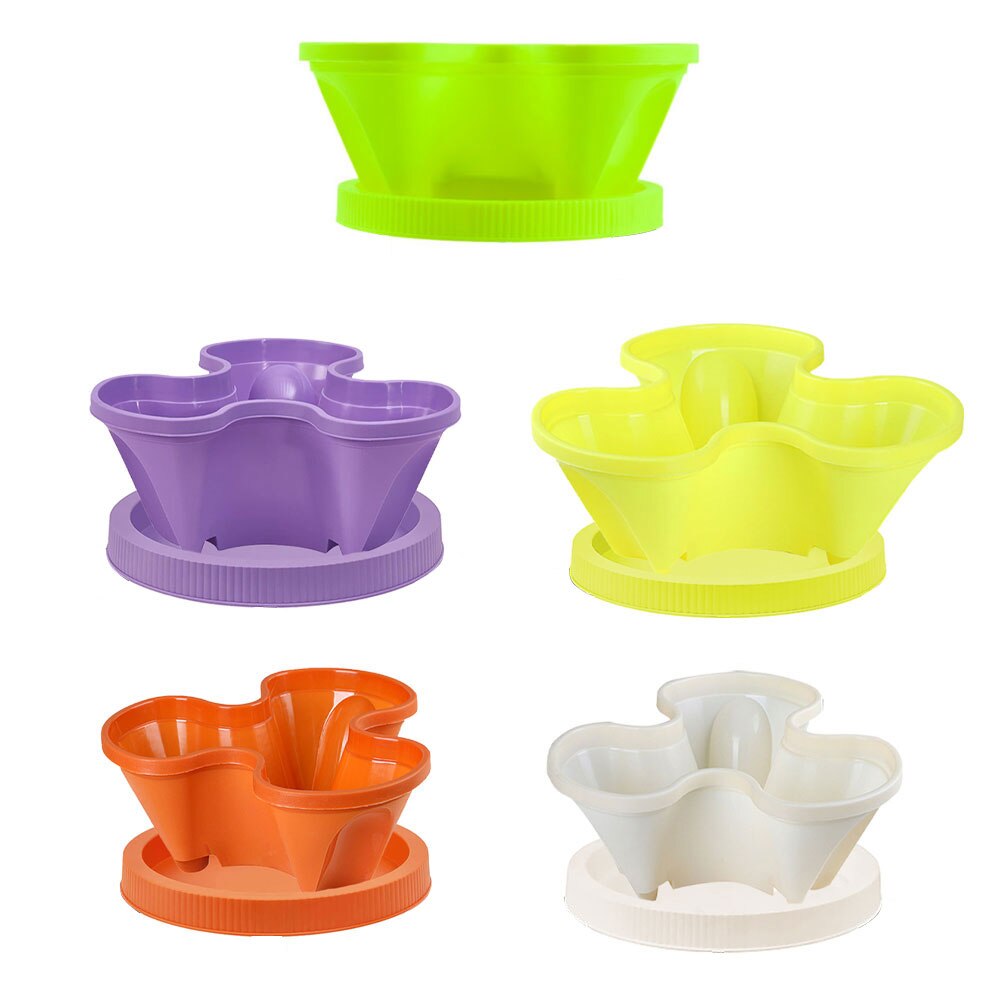 3PCS Stackable Flower Tower Multi-Layer Plant Pot Vertical Combination Planter Three Petal Plastic With Tray For Garden Balcony