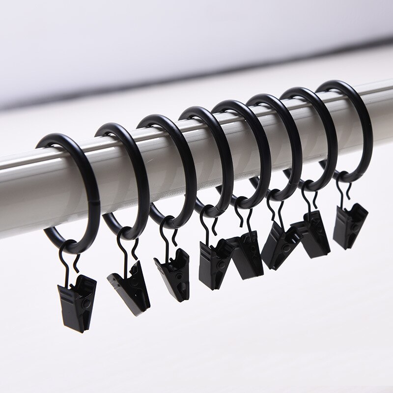 1pcs Metal Openable Curtain Rings Clips Heavy Duty Rustproof Vintage Decorative Drapery Eyelet Curtain Rods Hangers Rings: Black / 3.5x25mm