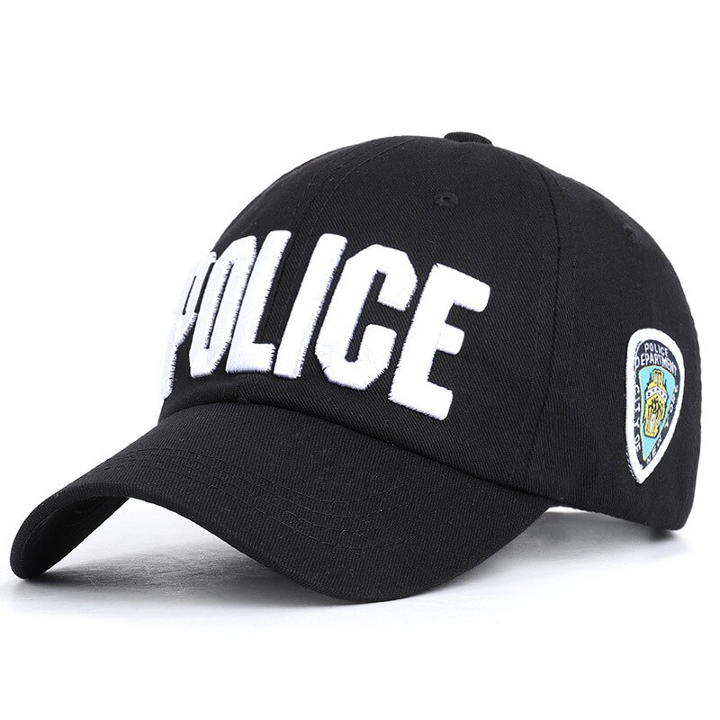 Politi brev far hat nyc bomuld broderi baseball cap snapback unisex skygge cap retro afslappet hat udendørs hætter: Sort