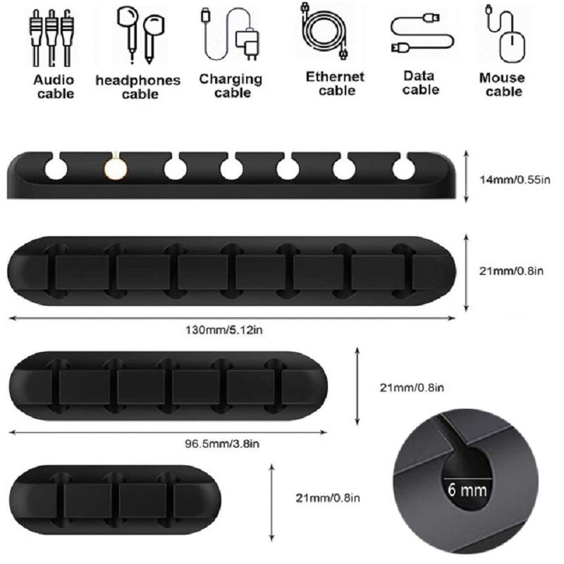 Kabelorganisatiesysteem Siliconen Usb Kabelhaspel Flexibele Kabel Management Clips Kabel Houder Voor Muis Hoofdtelefoon Oortelefoon