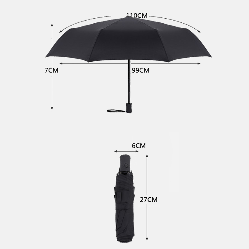 Parapluie Compact Automatique 8 Brins | Pliant, Léger, Imperméable | Idéal Pour Voyage, Sac à Main