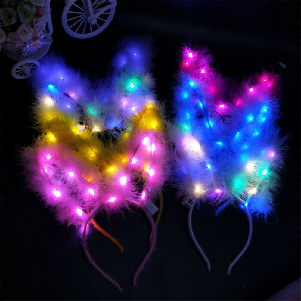 Lichtgevende led-haarband met oplichtende konijnenoren voor dames, voor bruiloften, verjaardagen, halloween-feesten en andere gelegenheden.