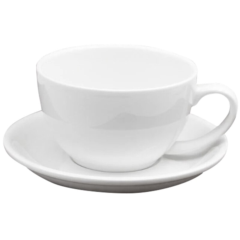 300Ml, Prachtige Keramische Koffie Beker En Lepel Set, , Grote Capaciteit Cup, Europese: White