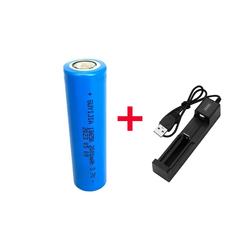 2000mah 18650 Rechargeable Battery with Charger 3.7V Li-ion Batteries for Electric Pointer Doorbell Flashlight Lithium Battery: PURPLE