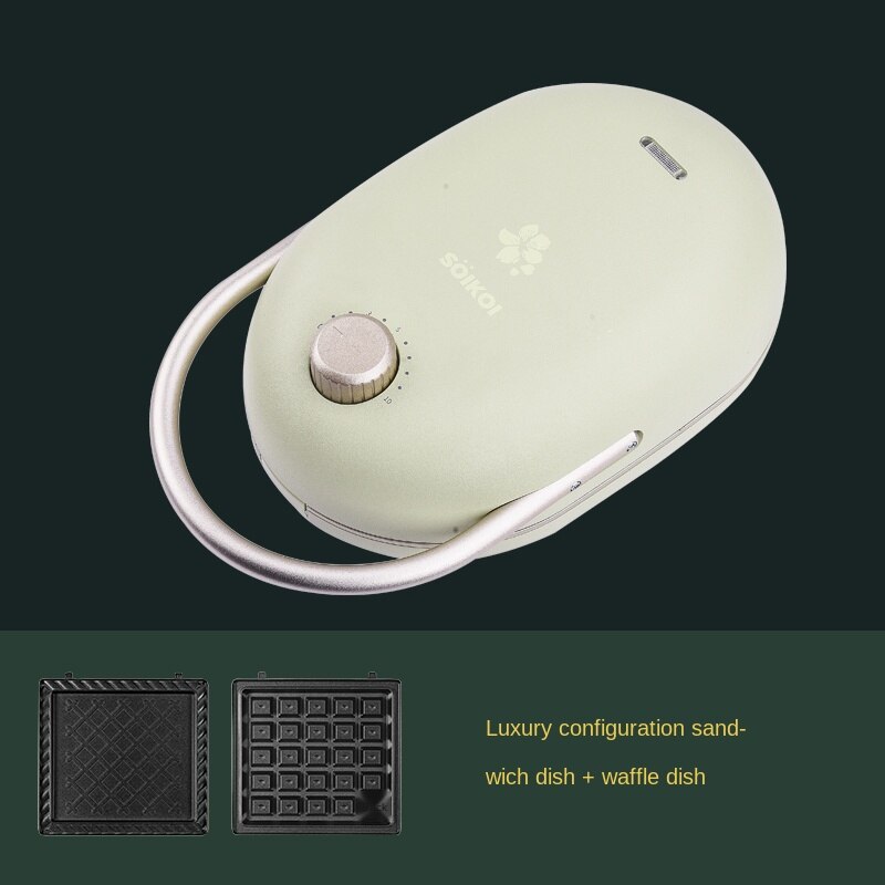 Electric Waffles Machine Iron Sandwich Maker Machine Bubble Egg Cake Oven Breakfast 220V: Green 2pot / EU