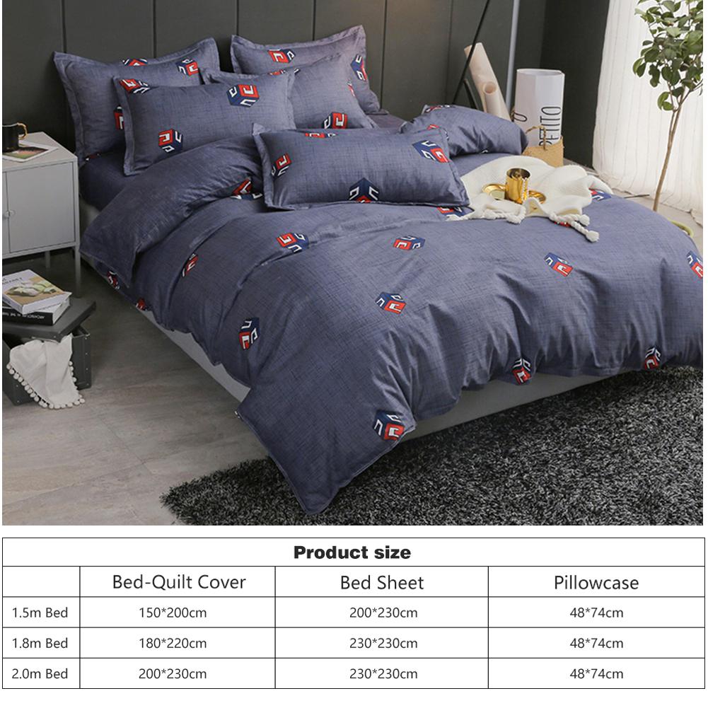 4pcs Simple Bedding Set Banana Leaf Printing Duvet Cover Bed Sheet Print Quilt Duvet Cover Flat Bed Sheet Pillowcase: C / 200X230cm