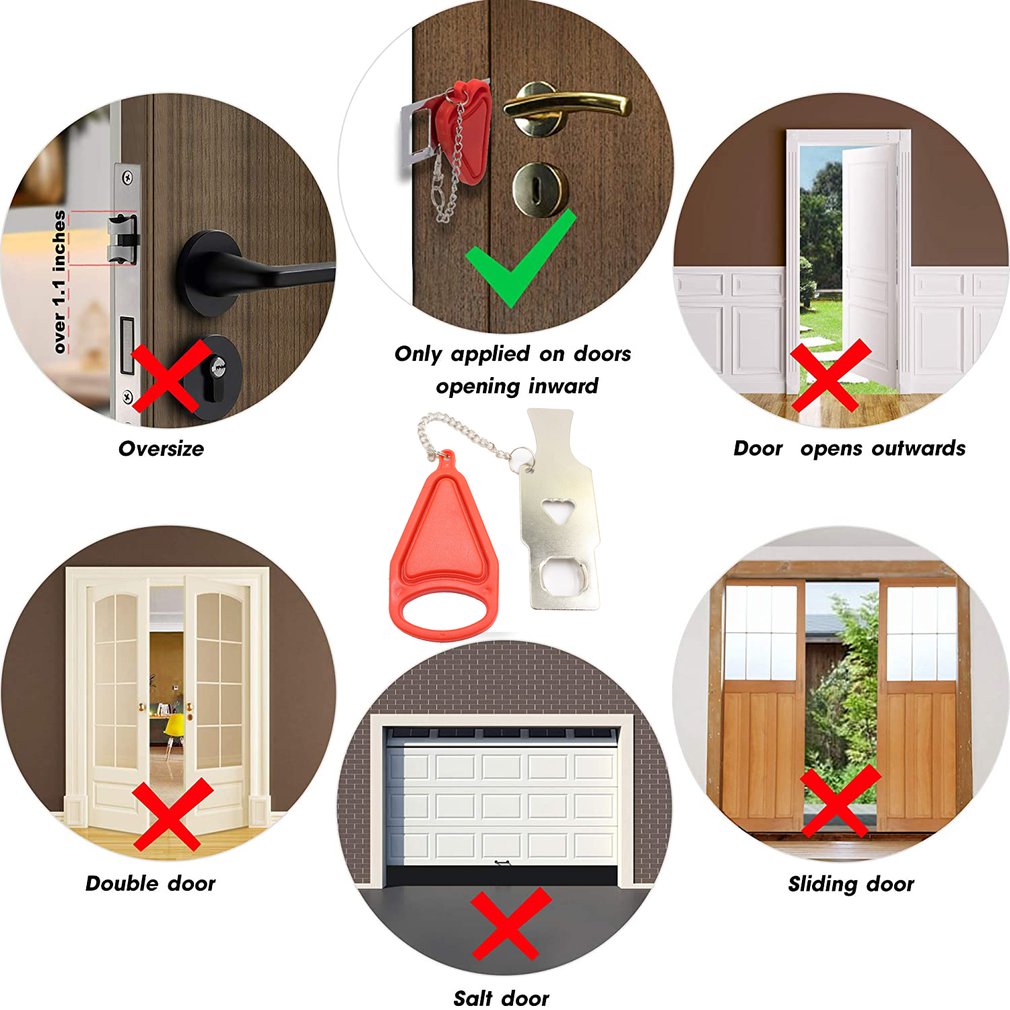 Cerradura de puerta portátil para el hogar, cerrojo de seguridad para el hogar, casillero de viaje, apartamento, Hotel, cerraduras de bloqueo para seguridad adicional