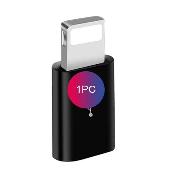 Mini Otg Micro Usb Bliksem Adapter Voor Iphone 12 11 Pro Xs Max Xr X 10 8 7 Plus microusb Male Naar Ios 8Pin Vrouwelijke Connecor: 1 Pcs Black
