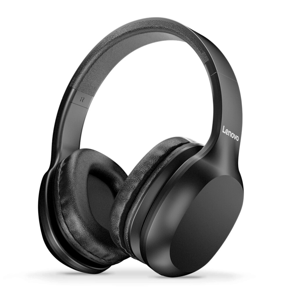 Lenovo Draadloze Hoofdtelefoon Bluetooth 5.0 Multi-Modus Stereo Headset Met Microfoon 300 Mah Batterij 3.5 Mm Jack Voor Pc laptop Telefoon: Black