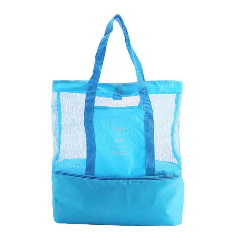 Tote Waterproof Bento Bag Swimming Bag Travel Storage Beach Bags Insulated Double Layer Picnic Ice Bag: Blue