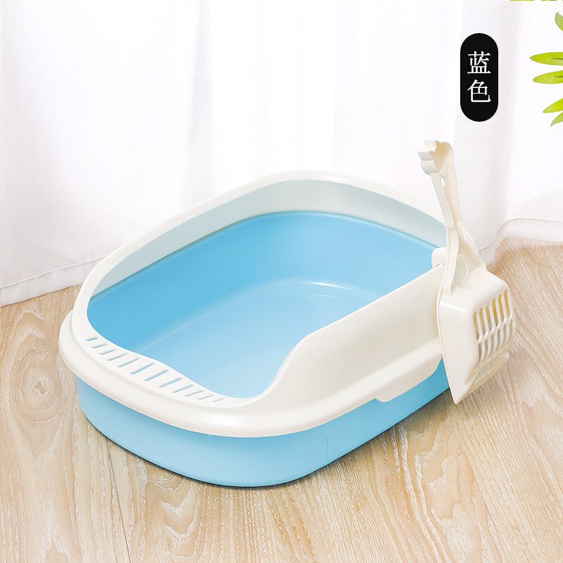 2pcs/Lot Dog Cat Litter Box+Sandbox Scoop Pet Products Cat Poop Tray Cleaning Box Toilet For Cats Pet Accessories: Blue