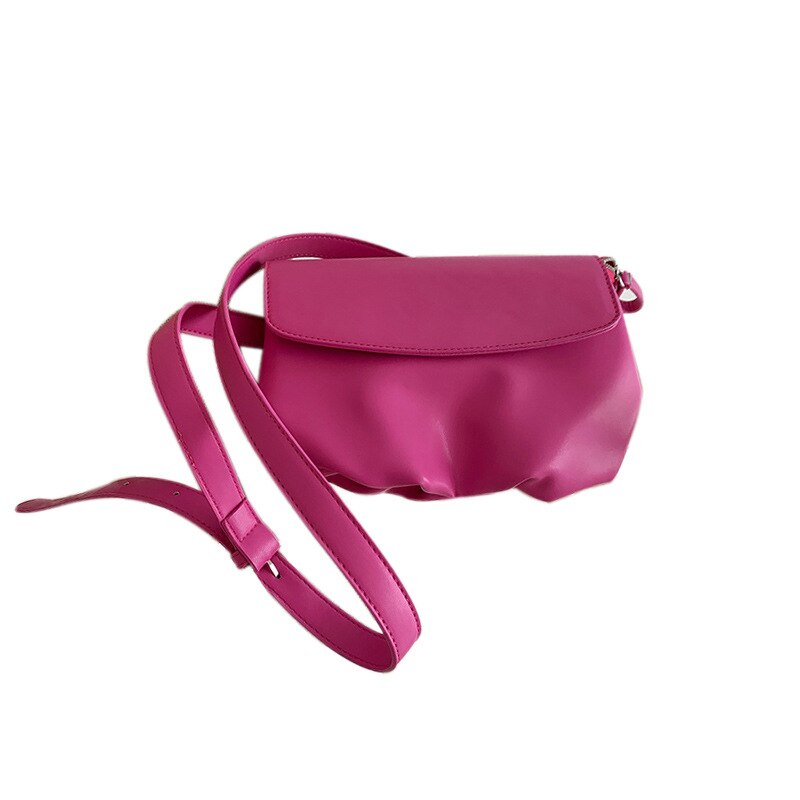 Ins estilo de Hong Kong Casual hombro Mini mensajero pecho bolsa brillante suave Pu Dumpling bolsa Mujer