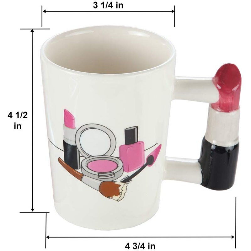 Couples Hand Painted Ceramic Mugs Girl Tools Beauty Kit Handle Tea Coffee Mug Hair Dryer Brush Handle Mug Tea Cup