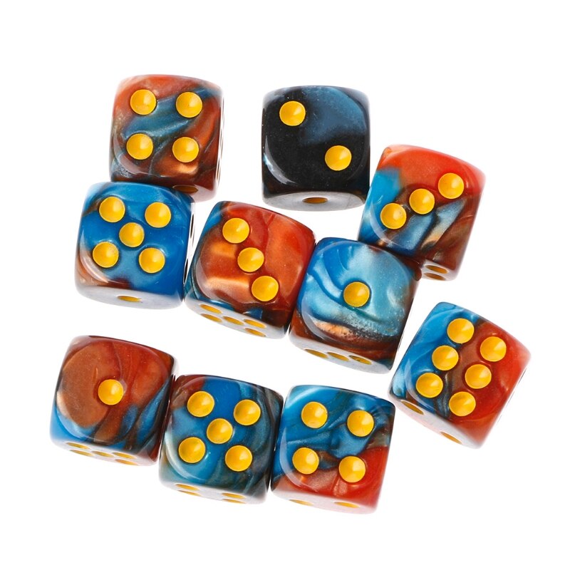 Tavolo da gioco portatile ad angolo tondo con cubo trasparente da 12mm a sei facce da 10 pezzi