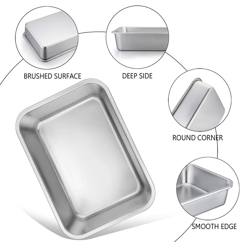 Lasagna Pan Set of 2, Brownie Rectangle Cake,Heavy Duty & Healthy, Easy Clean & Dishwasher Safe