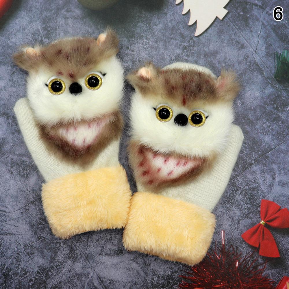 Animal Cat Dog Panda Racoon Kid Winter Warm Gloves 22cm Long Cute Girl Mittens Full Fingers Princess Guantes: F
